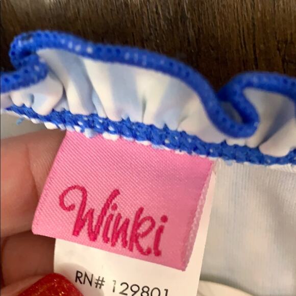 Winki Blue/White Gingham Ruffle Bikini Bottom - Picture 2 of 5